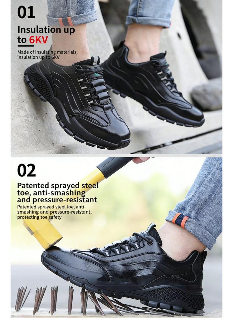 Sky View SKYVIEW Steel Toe Work Boots for Men, Lightweight Safety, microfiber leather, Work Boots with Kevlar Midsole, Water-Resistant for Construction and Warehouse Work - Image 4